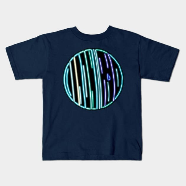 Electric Solar System Neon Uranus Kids T-Shirt by gkillerb